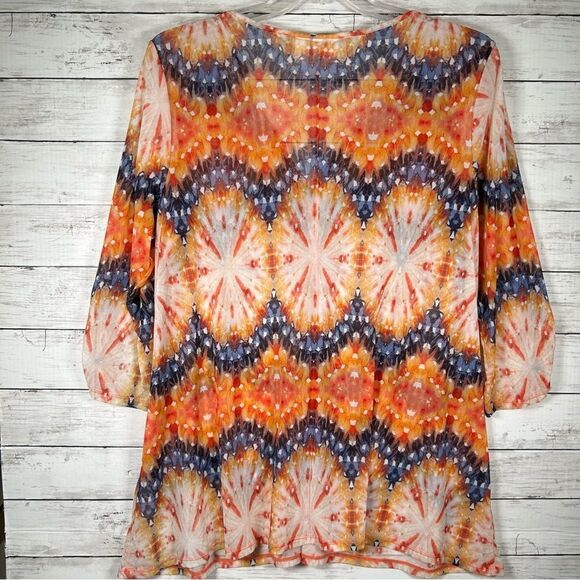 Chico’s Sunset Popover Coverup Semi Sheer Tunic A-line Top 3 XL 16-18 - Picture 2 of 5